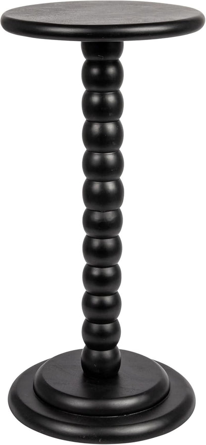 Charcoal Black Round Solid Walnut Pedestal End Table