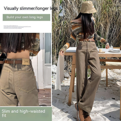 Carmine Juneberry DenimDare™ brown high waist retro jeans with classic fit and vintage style, shown on a model.