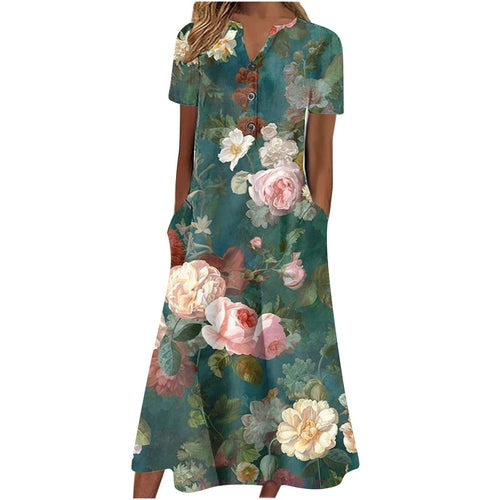 Women’s summer midi dress by Carmine Juneberry with casual style, lightweight fabric, and practical pockets, perfect for warm weather.