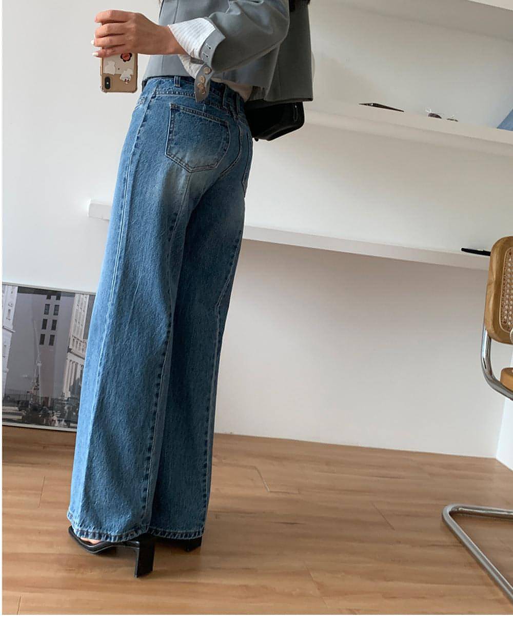 Carmine Juneberry retro high waist slimming jeans for women, showing the fitted denim design with a classic high-rise cut.