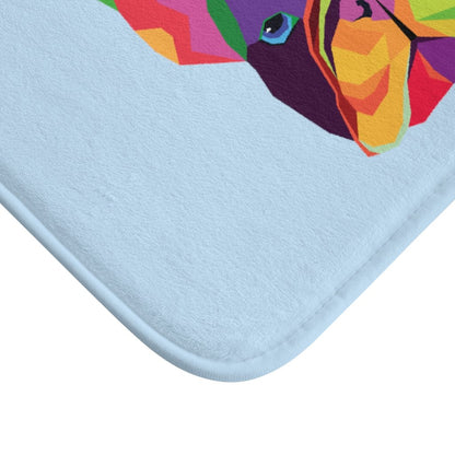 Colorful Yellow Pandora dog bathroom bath mat with non-slip surface and vibrant design for pet bathing comfort.