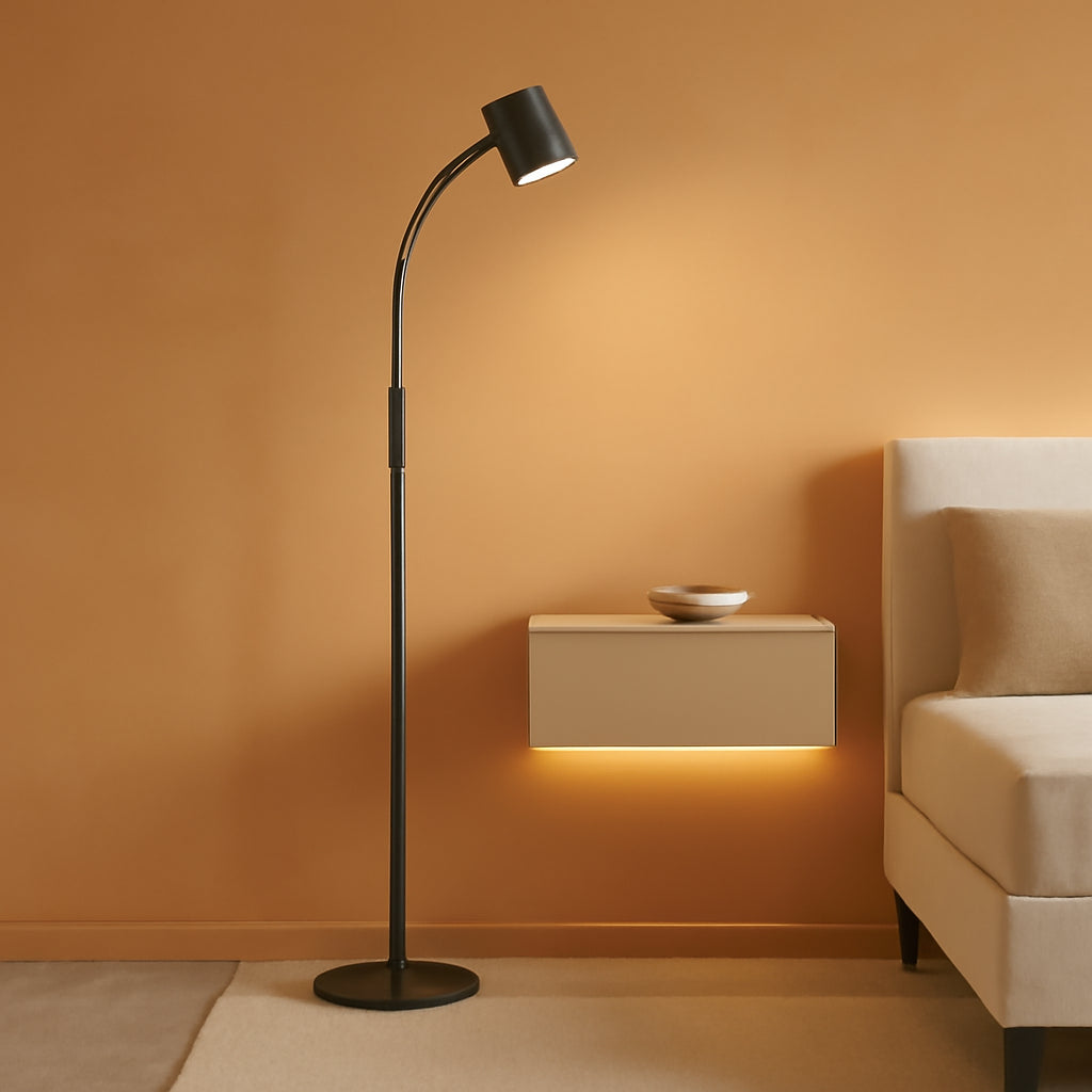 Black 62 Inch LED Dimmable Gooseneck Adjustable Floor Lamp