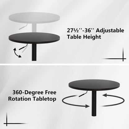 23.6 Inch Round Pub Table Black Height Adjustable All Weather