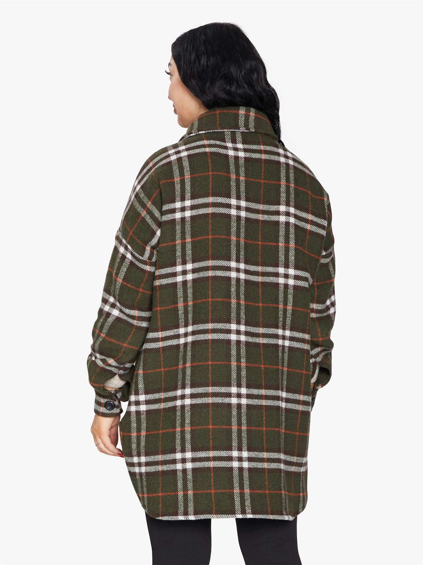 Oversized Nova Check Wool Blend Shacket by Rose Eleusis, featuring a stylish check pattern and cozy wool blend fabric.