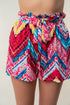 White Birch high-waisted printed shorts by Jade Icarus, designed for automotive style, featuring a bold birch tree pattern.