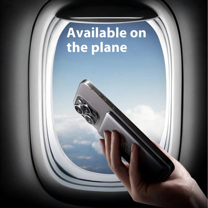 Gray titanium power bank with magnetic alloy shell, portable tech accessory from Gold Penelope.