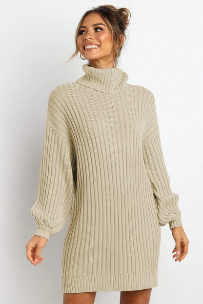 Lavender Pallas apricot turtleneck balloon sleeve sweater dress, women&