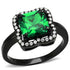 Turquoise Tiger DA029 black ion-plated stainless steel ring with AAA grade cubic zirconia, showcasing a sleek, modern jewelry design.