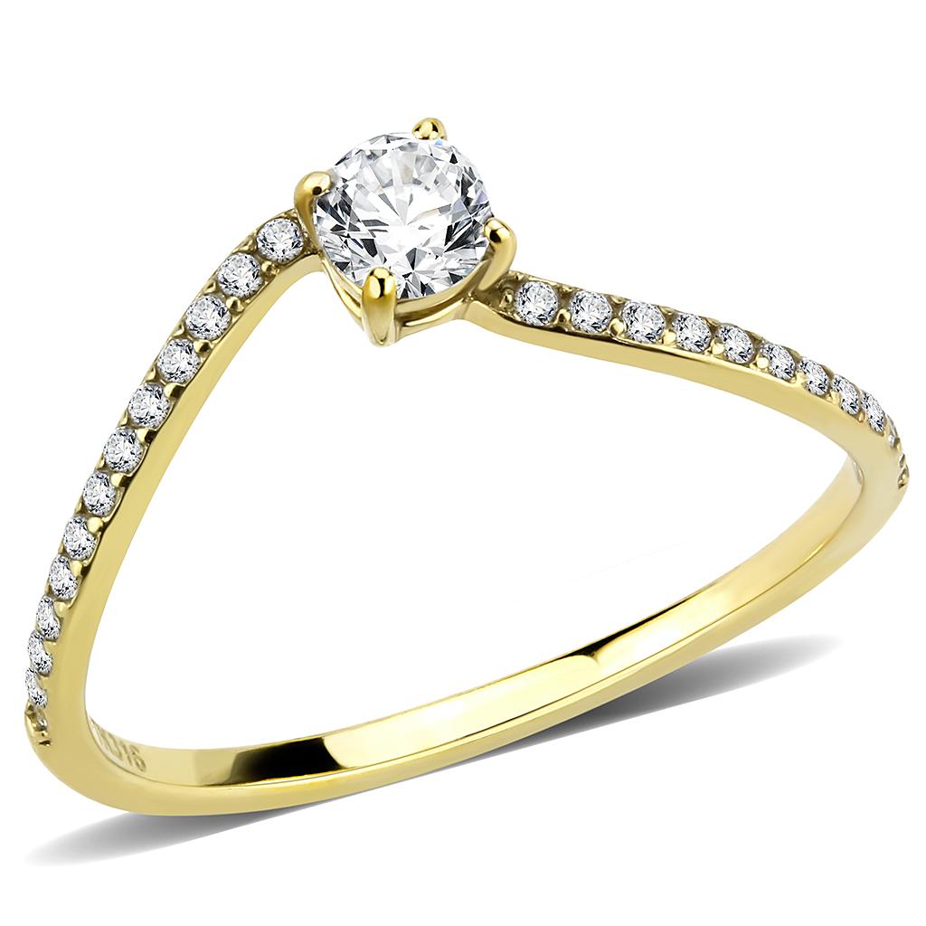 Turquoise Tiger DA256 stainless steel ring with gold-ion plating, featuring a sleek and polished design.