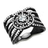 Turquoise Tiger DA363 black ion-plated stainless steel ring with AAA grade cubic zirconia, showcasing sleek jewelry design.