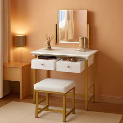 White Ultra Premium Vanity Desk With Exquisite Mirror