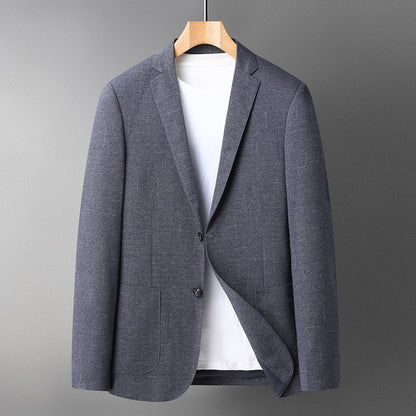 Carmine Juneberry Metropolitan Slim-Fit Blazer from Haute Edition 25, tailored fit, dark fabric, stylish dress shirt for formal wear.