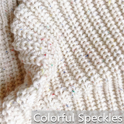 Carmine Juneberry SnuggleThread™ cotton knit baby sweater in soft pastel with cozy long sleeves and ribbed trim.