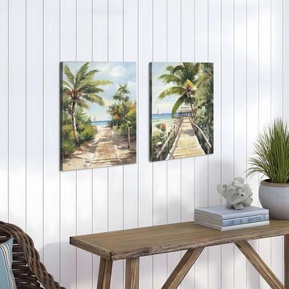 Two Panel Tropical Seascape Canvas Art 11x16 Gallery Quality