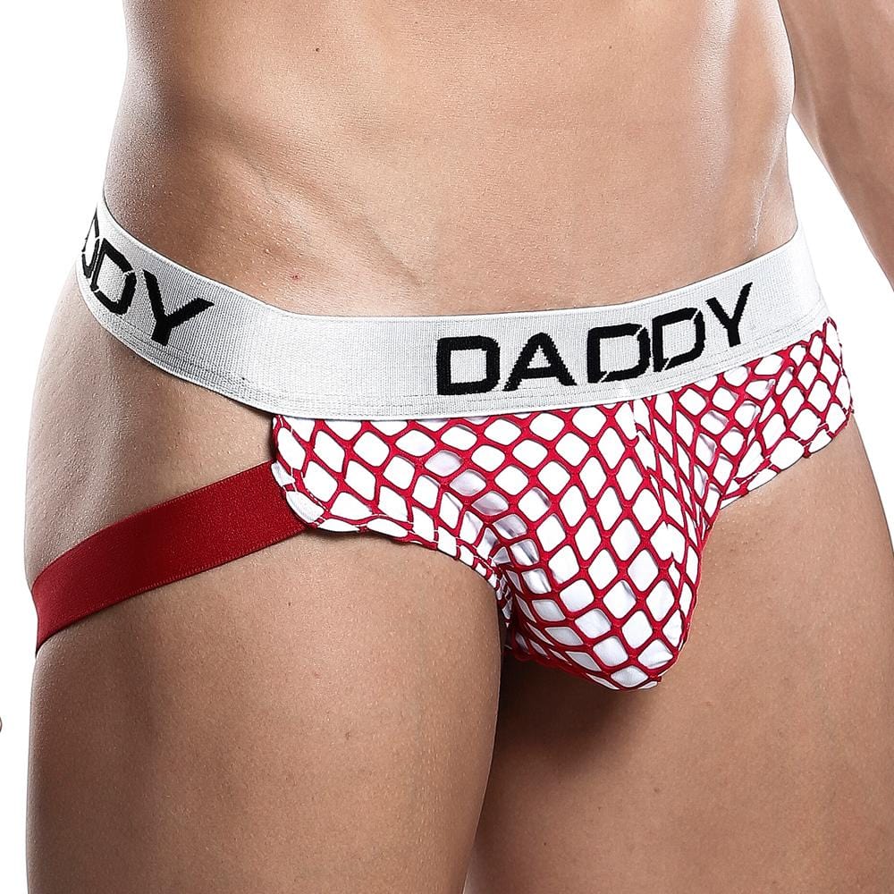 Red and white Daddy DDE023 Jockstrap underwear by Ochre Pandora, featuring a supportive front and athletic fit.