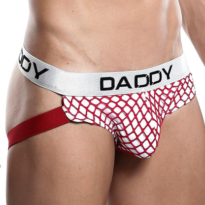Red and white Daddy DDE023 Jockstrap underwear by Ochre Pandora, featuring a supportive front and athletic fit.