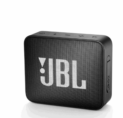 Teal Simba JBL GO 2 wireless Bluetooth speaker with IPX7 waterproof design and built-in microphone for portable audio.