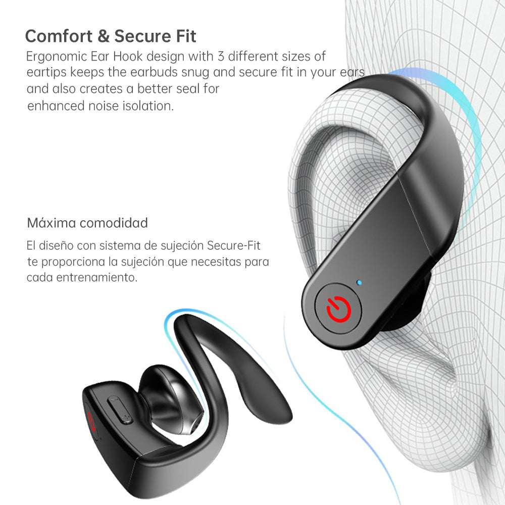Teal Simba wireless TWS stereo earbuds with LED display in black, showing sleek in-ear design and charging case.