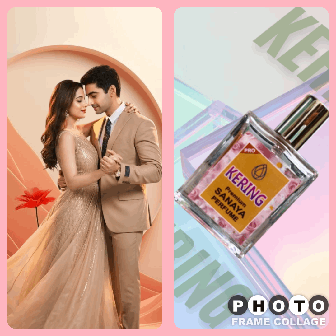 Unisex luxury perfume SANAYA by Black Pear with pink floral packaging, showcasing elegant fragrance accessories.
