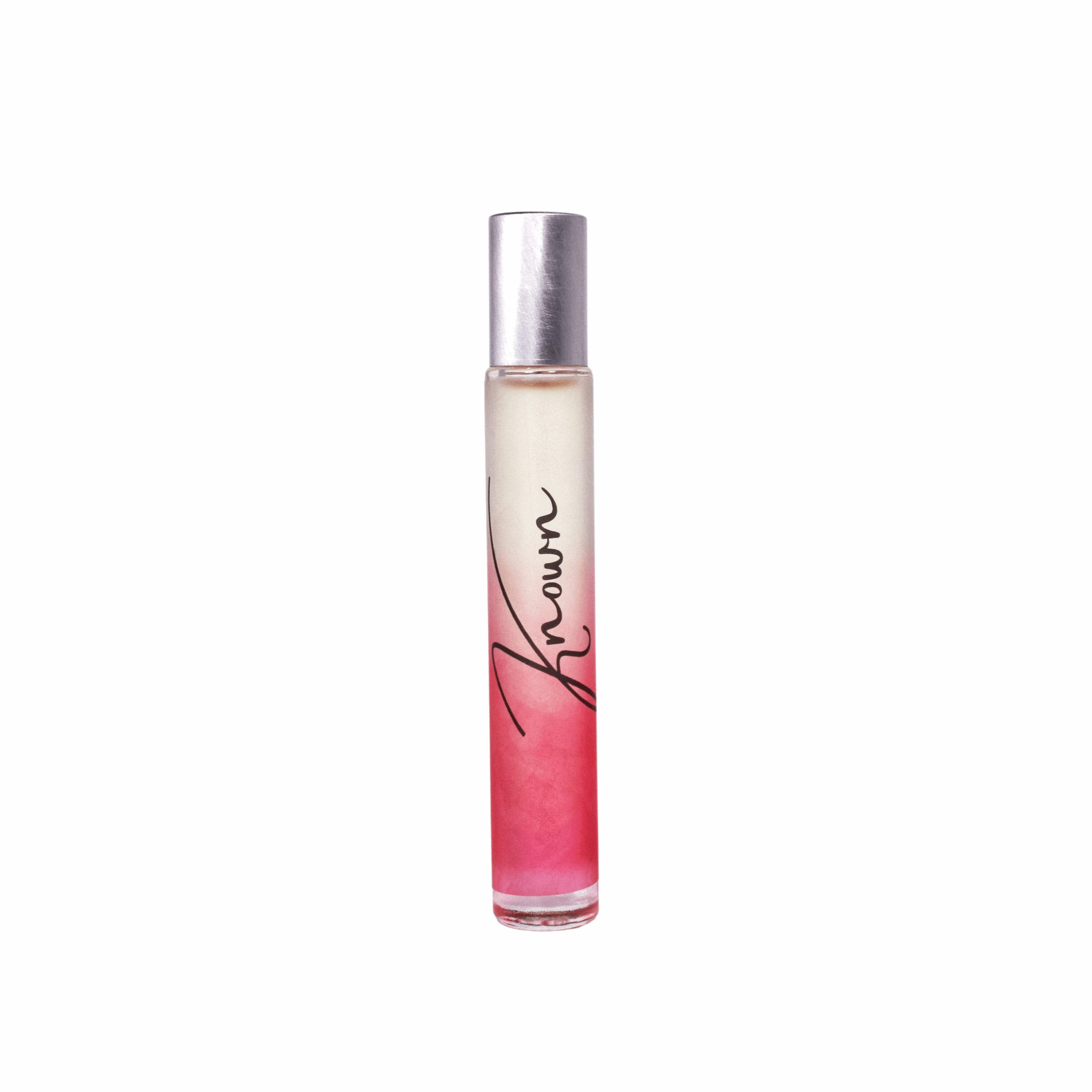 Plum Beech Known Rollerball Perfume in a sleek glass bottle, perfect for portable bath and beauty scent application.