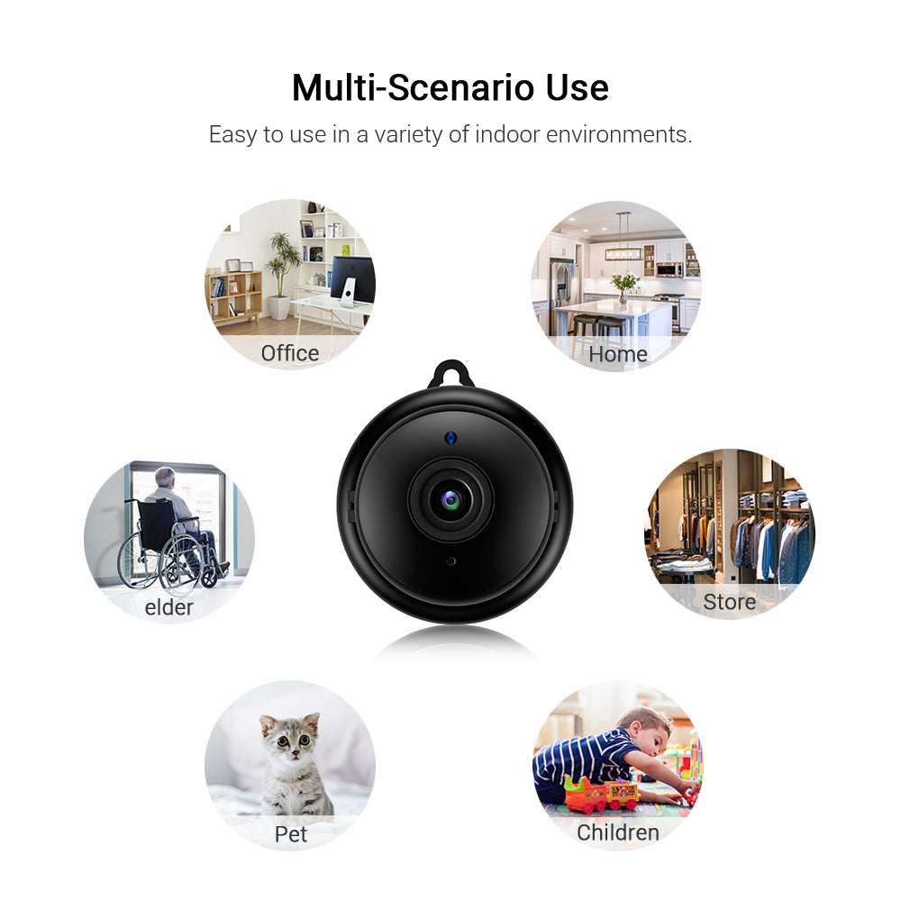 Teal Simba WiFi camera with stand and memory card, showing the compact black camera and clear stand setup.