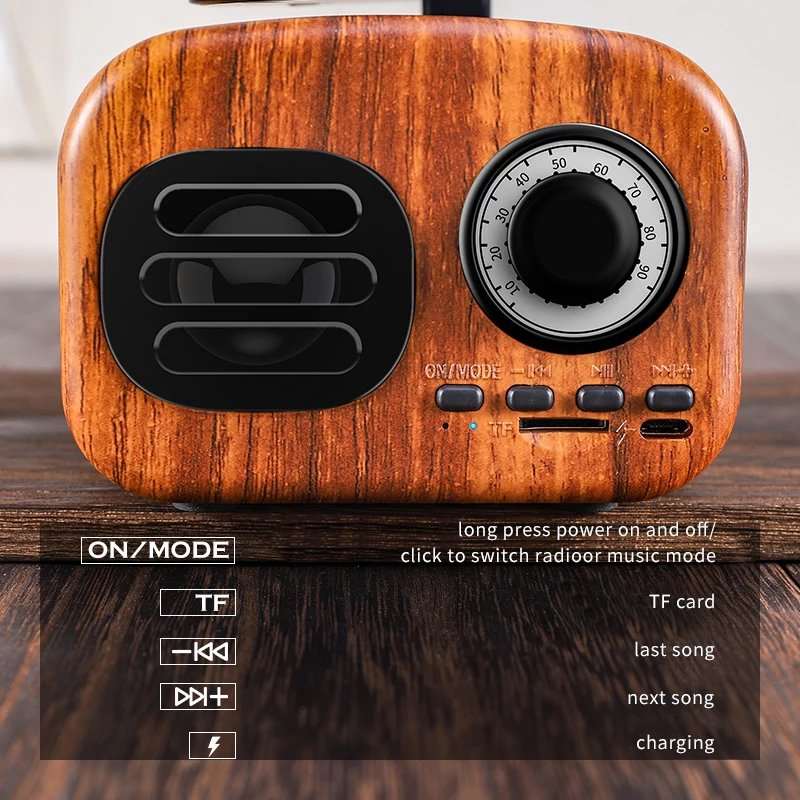 Fuchsia Molly Retro Bluetooth Speaker with vintage design, portable audio device featuring control buttons and fabric grille.