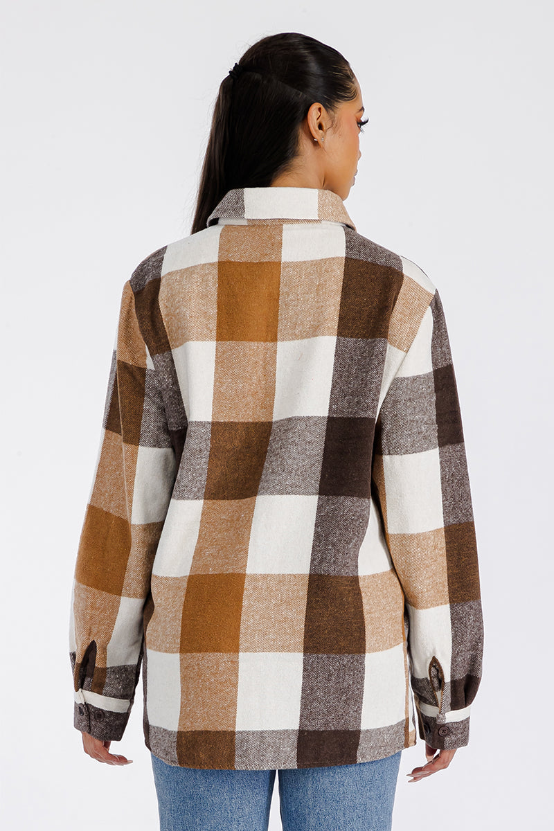 Lime Milo Boyfriend oversized soft flannel shacket in a cozy plaid pattern, perfect for casual layered style.