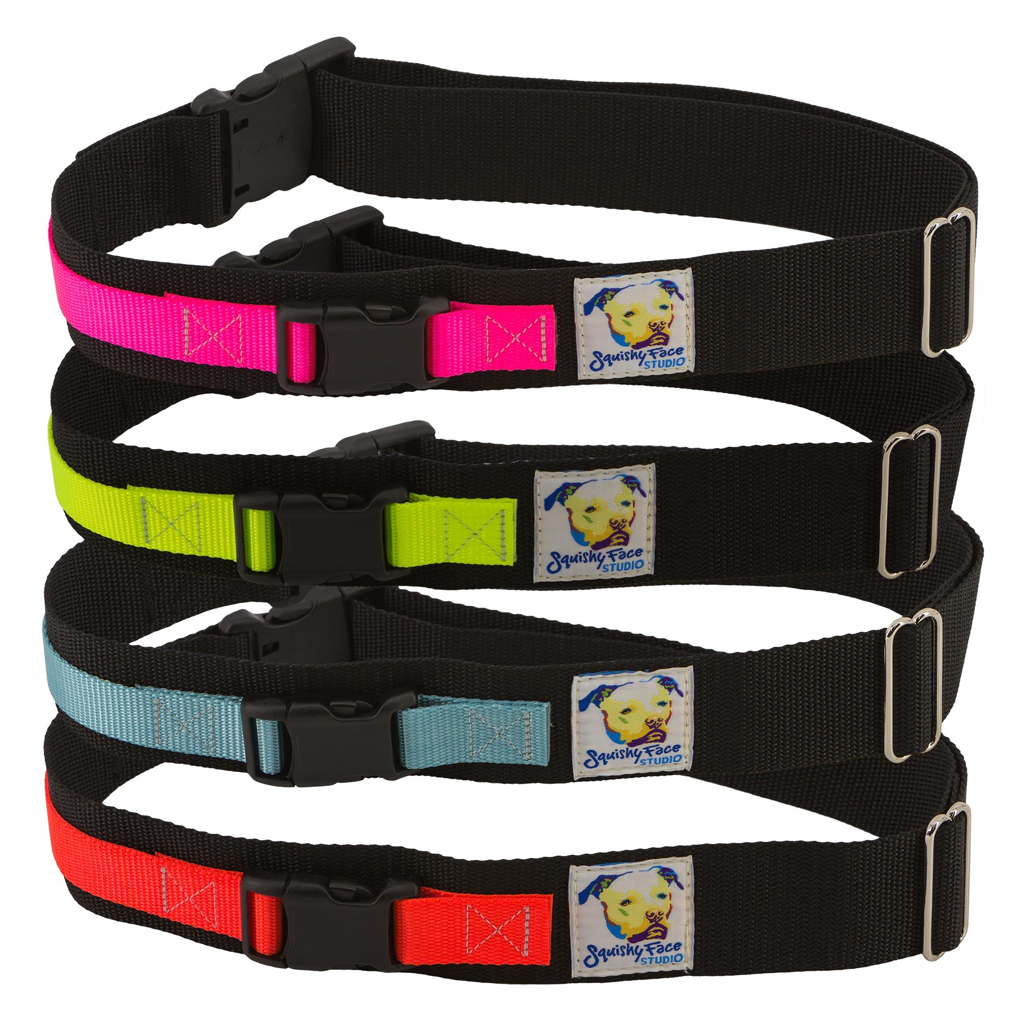 Purple Medea Squishy Face Studio leash belt for hands-free dog walking, adjustable pet leash and collar for easy control.