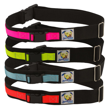 Purple Medea Squishy Face Studio leash belt for hands-free dog walking, adjustable pet leash and collar for easy control.