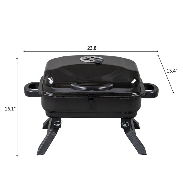 Teal Simba portable charcoal grill and smoker with lid, folding tabletop design, ideal for outdoor cooking and grilling at home.