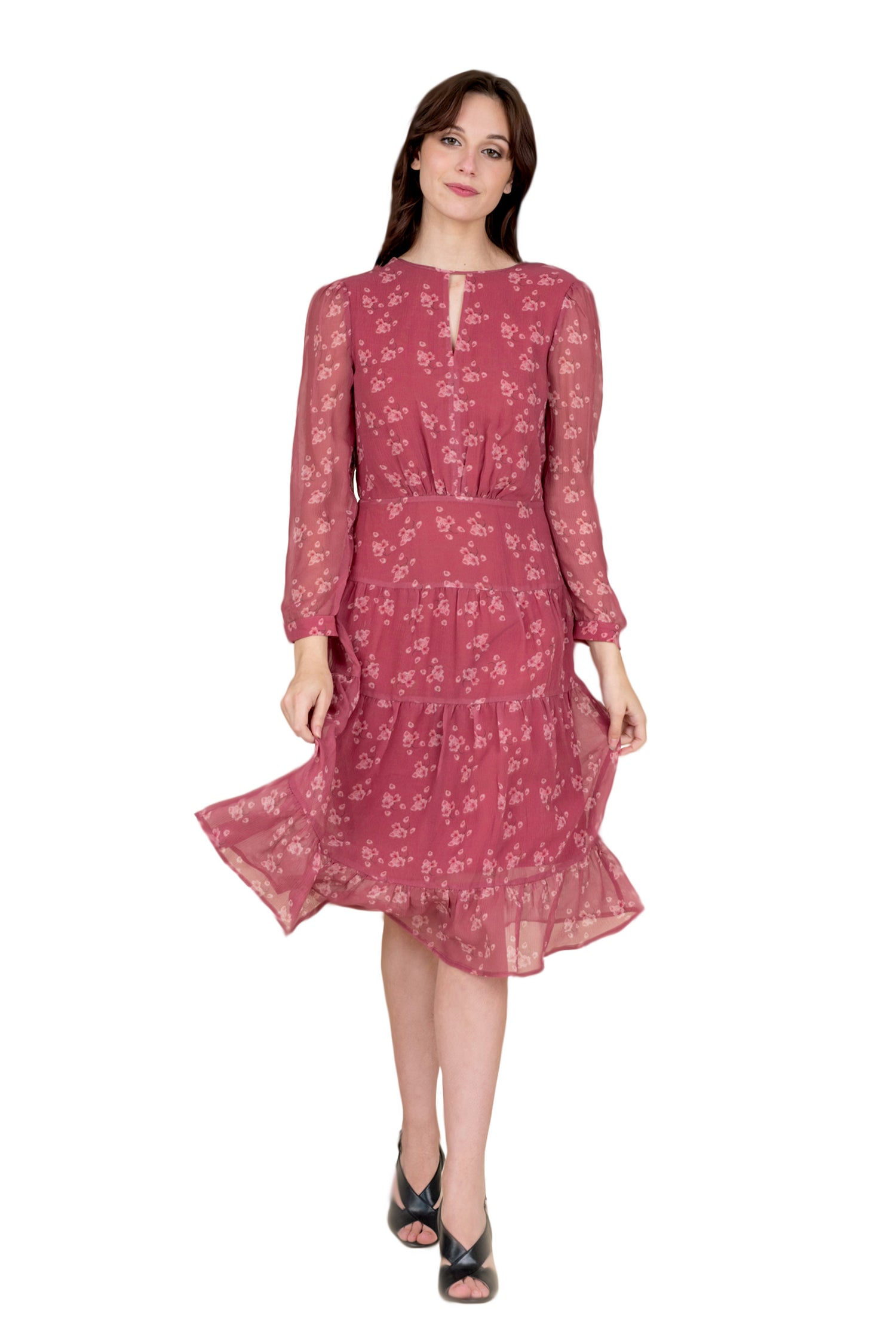 Women’s floral fit and flare dress by Gray Eos featuring a vibrant flower pattern and a flattering silhouette.