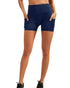 Navy high waist yoga shorts with pocket from Lazurite, designed for comfort and flexibility during workouts.