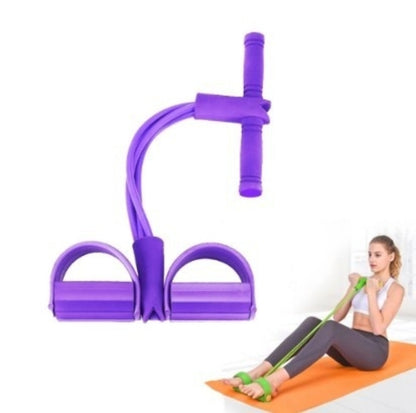 Yellow Pandora portable fitness resistance band with pedal, ideal for strength training and workout exercises.