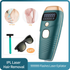 Teal Simba IPL laser epilator for painless hair removal, showing the device with a sleek design and control buttons in a bathroom setting.