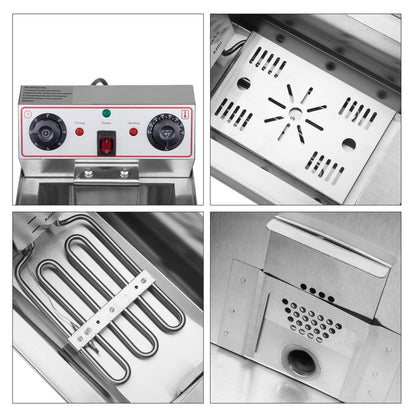 Lilac Milo 1.7KW stainless steel deep fryer with 12.5QT tank, faucet, and single tank design for kitchen use