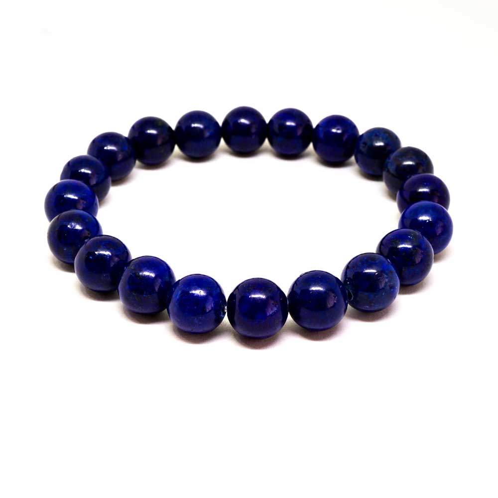 Blue Winterberry lapidary beaded bracelet with blue gemstones, showcasing intricate beadwork and vibrant color details.