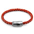 Amber red Hayling silver and braided leather bracelet by Magenta Sooty featuring mixed metal and leather design.