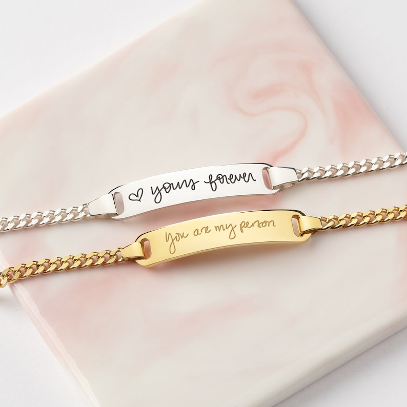 Green Millie handwriting signature bracelet for women, stylish jewelry accessory with delicate design and personalized touch.