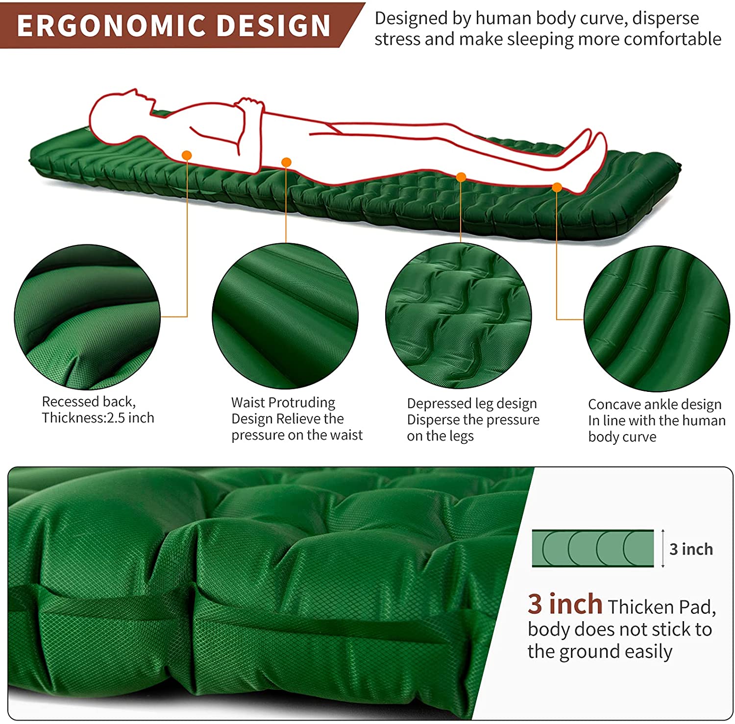 Indigo Eurybia Camfy P3 Air Sleeping Pad for camping, showing its lightweight, inflatable design with comfort-focused surface.