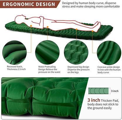 Indigo Eurybia Camfy P3 Air Sleeping Pad for camping, showing its lightweight, inflatable design with comfort-focused surface.