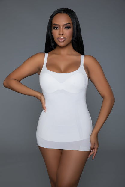 Magenta Caeneus Stay Sexy Shaper Top, fitted women’s blouse with smoothing fabric, short sleeves, and scoop neckline.
