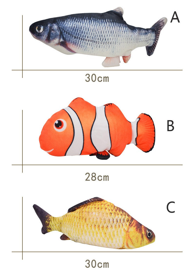 Electronic Floppy Fish Cat Toy by Lilac Milo, a moving fish toy for cats with colorful, soft fabric and playful design.