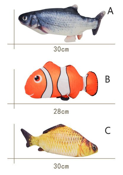 Electronic Floppy Fish Cat Toy by Lilac Milo, a moving fish toy for cats with colorful, soft fabric and playful design.