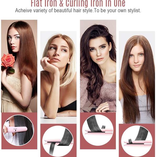 Teal Simba MiroPure 2-in-1 Infrared Ceramic Flat Iron Hair Straightener with black and teal design and ceramic plates for styling.