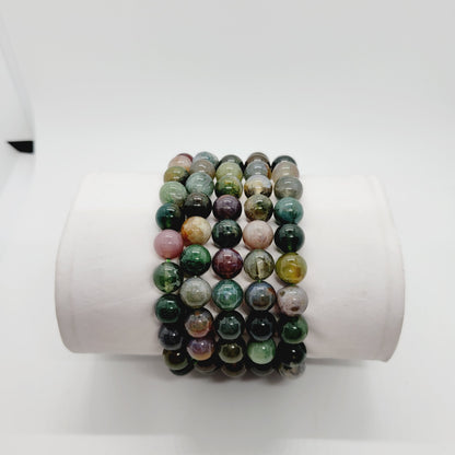 Colorful agate stone bracelet by Olive Coeus featuring semi-precious stones and Reiki healing properties.