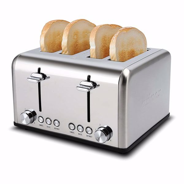 Stainless steel Teal Simba bakery toaster with extra-wide slots for bagels and bread, modern kitchen appliance for toasting.