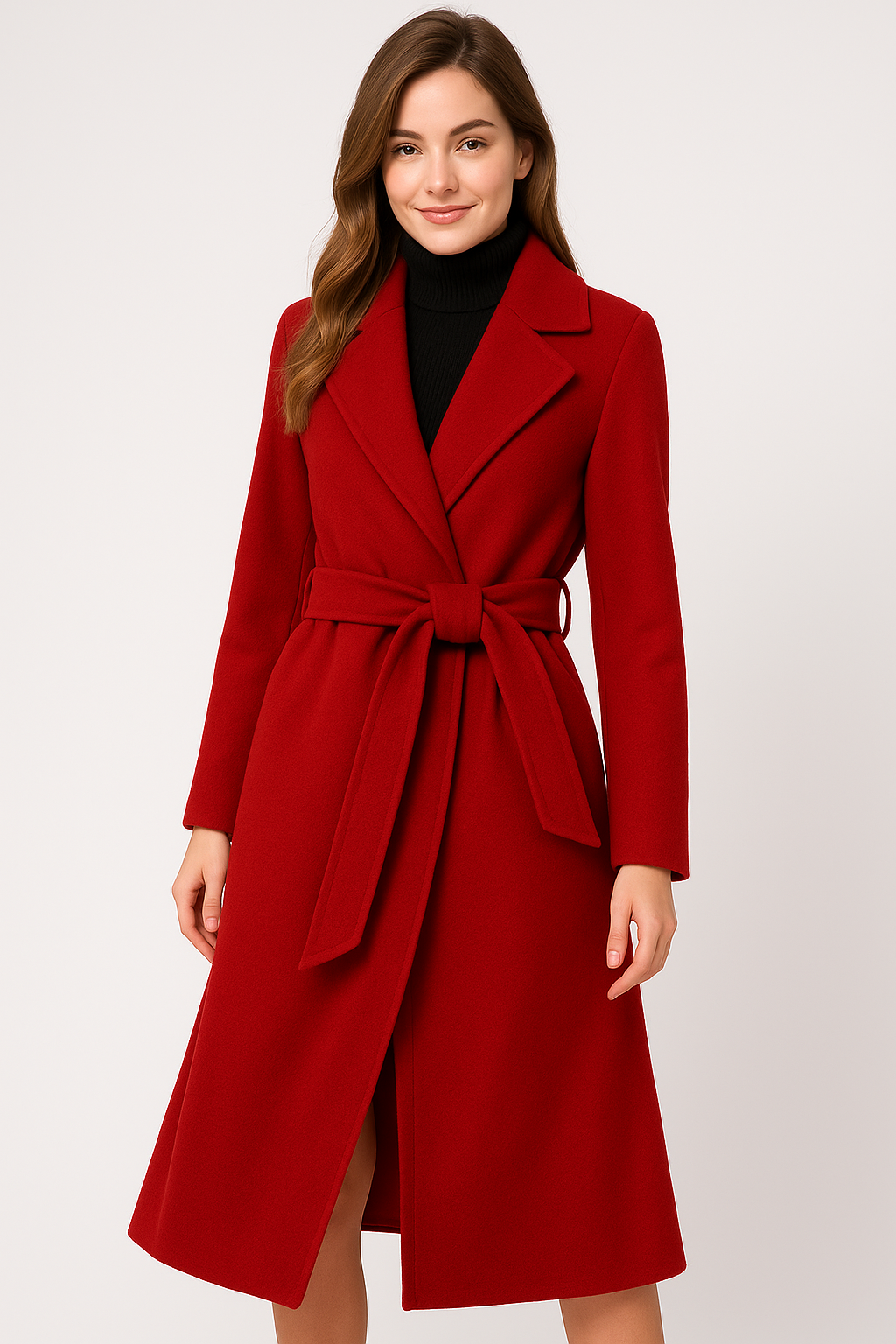 Korean wool coat for women by Carmine Juneberry, stylish autumn and winter jacket with elegant design and warm fabric.