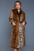 Magenta Caeneus leopard sleepwear robe with soft fabric and stylish animal print, shown draped on a hanger.