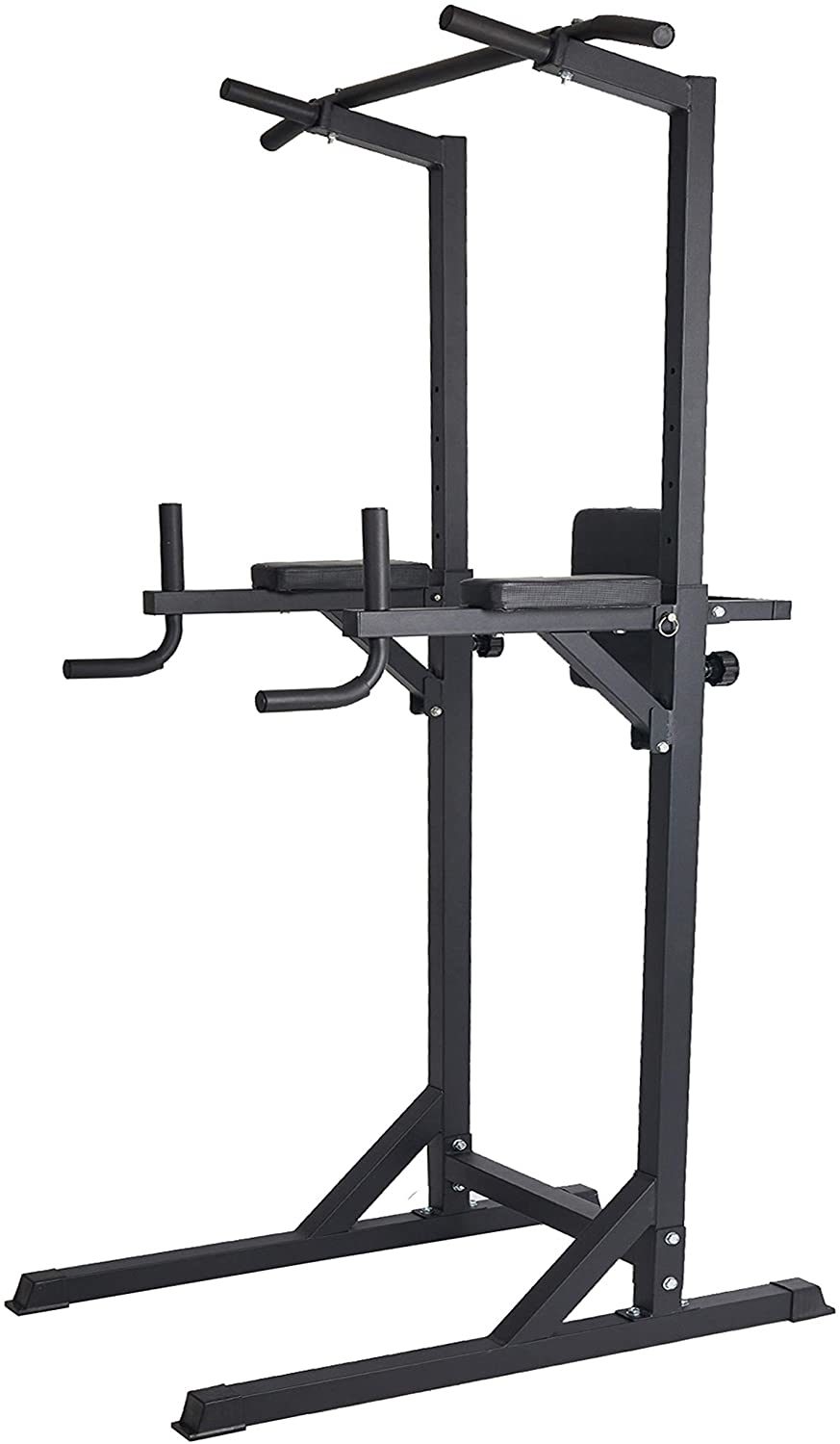 Teal Simba Power Tower with pull-up bar, dip station, and workout handles for strength training and upper body exercises.