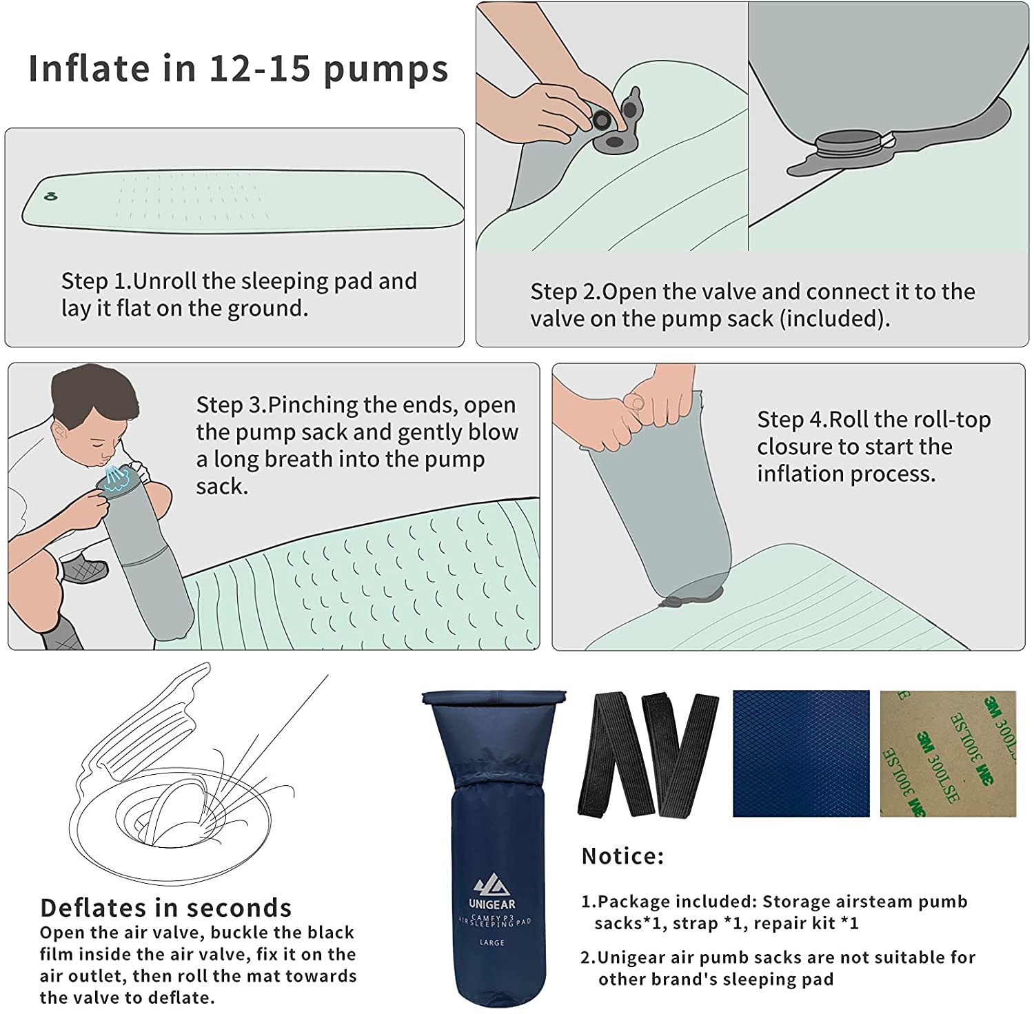 Indigo Eurybia Camfy P3 Air Sleeping Pad for camping, showcasing its lightweight design and comfortable surface for outdoor sleeping.